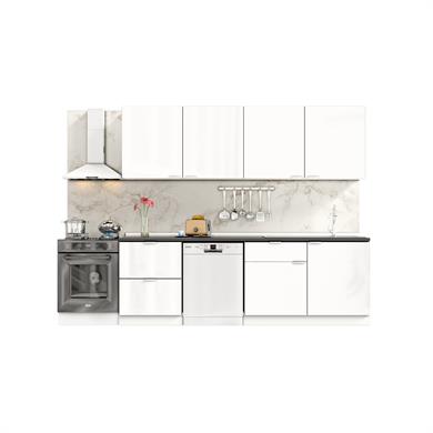 Dekorex Elsa Serisi 240 Cm Beyaz Çekmece Modüllü Siyah Tezgahlı Hazır Mutfak Ls-240dav-bc-st