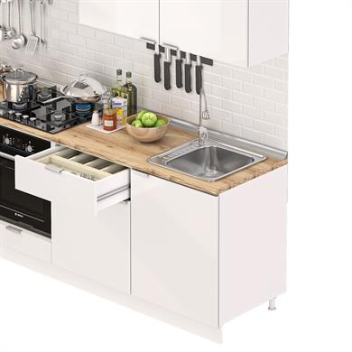 Dekorex Elsa Serisi 240 Cm Fırın Ve Çekmece Modüllü Meşe Tezgahlı Hazır Mutfak Ls-240dav-c-mt