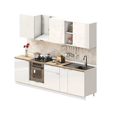 Dekorex Elsa Serisi 270 Cm Beyaz Fırın Modüllü Meşe Tezgahlı Hazır Mutfak Ls-270dav-mt