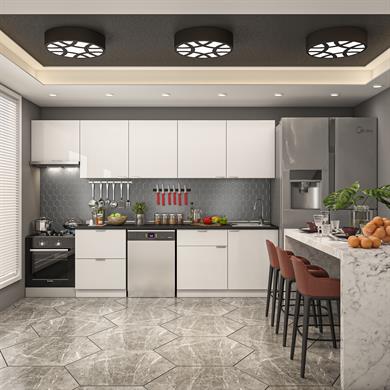 Dekorex Elsa Serisi 300 Cm Aspiratör Ve Çekmece Modüllü Siyah Tezgahlı Hazır Mutfak Ls-300asp-bc-st