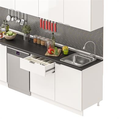Dekorex Elsa Serisi 300 Cm Aspiratör Ve Çekmece Modüllü Siyah Tezgahlı Hazır Mutfak Ls-300asp-bc-st