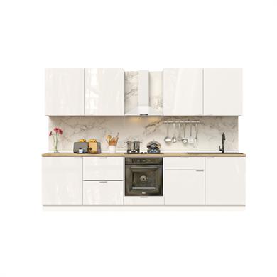 Dekorex Elsa Serisi 300 Cm Beyaz Fırın Ve Çekmece Modüllü Meşe Tezgahlı Hazır Mutfak Ls-300dav-c-mt