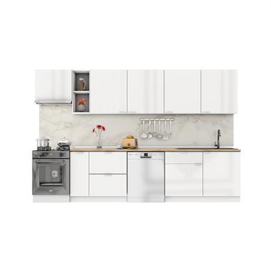 Dekorex Elsa Serisi 330 Cm Aspiratör Ve Çekmece Modüllü Meşe Tezgahlı Hazır Mutfak Ls-330asp-bc-mt