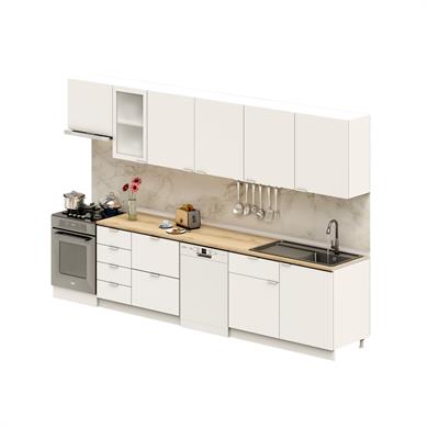 Dekorex Elsa Serisi 345 Cm Aspiratör Ve Çekmece Modüllü Meşe Tezgahlı Hazır Mutfak Ls-345asp-bc-mt