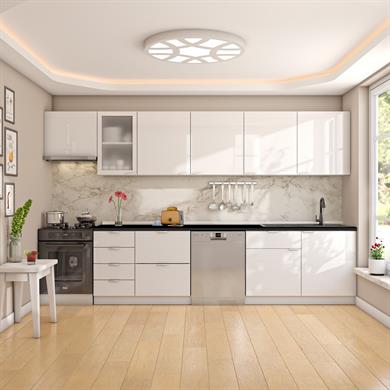 Dekorex Elsa Serisi 345 Cm Aspiratör Ve Çekmece Modüllü Siyah Tezgahlı Hazır Mutfak Ls-345asp-bc-st