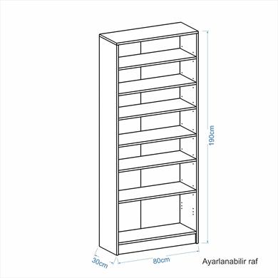 Dekorex KTP211-C-Beyaz Cam Kapaklı Yüksek Kitaplık