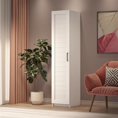 Dekorex MNT120-Beyaz Tek Panjur Kapaklı Gardırop