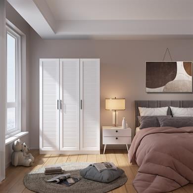 Dekorex MNT320-Panjur 3 Kapaklı Panjur Gardırop Beyaz