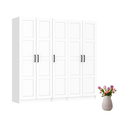 Dekorex MNT511-Beyaz 5 Kapaklı Gardırop