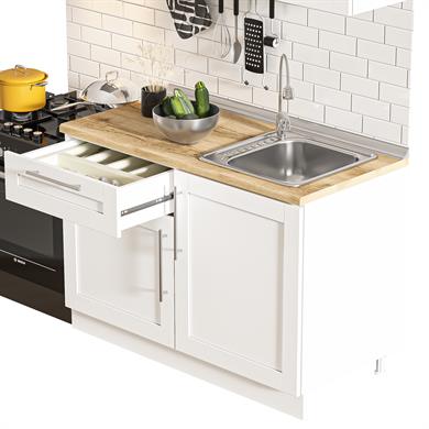Dekorex Pia Beyaz Serisi 120 Cm Beyaz Meşe Tezgahlı Hazır Mutfak PB-120dav-mt