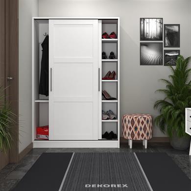 Dekorex PRT131-Beyaz 2 Kapaklı Sürgülü Portmanto