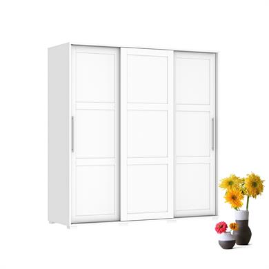 Dekorex SRG231-2-Beyaz 3 Kapaklı 2 Çekmeceli Sürgülü Gardırop