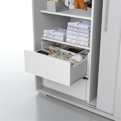 Dekorex SRG231-4-Beyaz 3 Kapaklı 4 Çekmeceli Sürgülü Gardırop