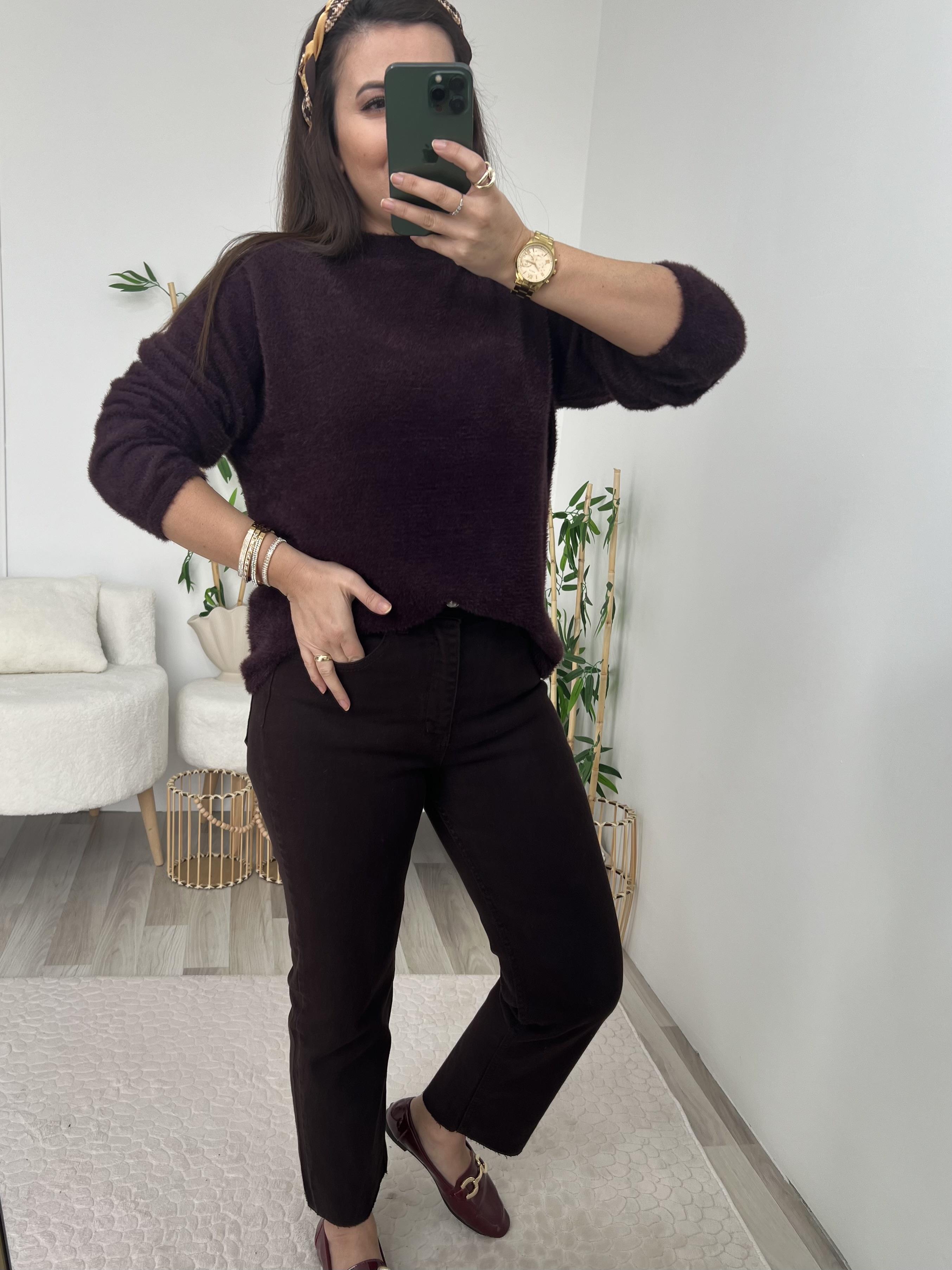 Acı Kahve Kesik Paça ZR Boy Fit Pantolon 