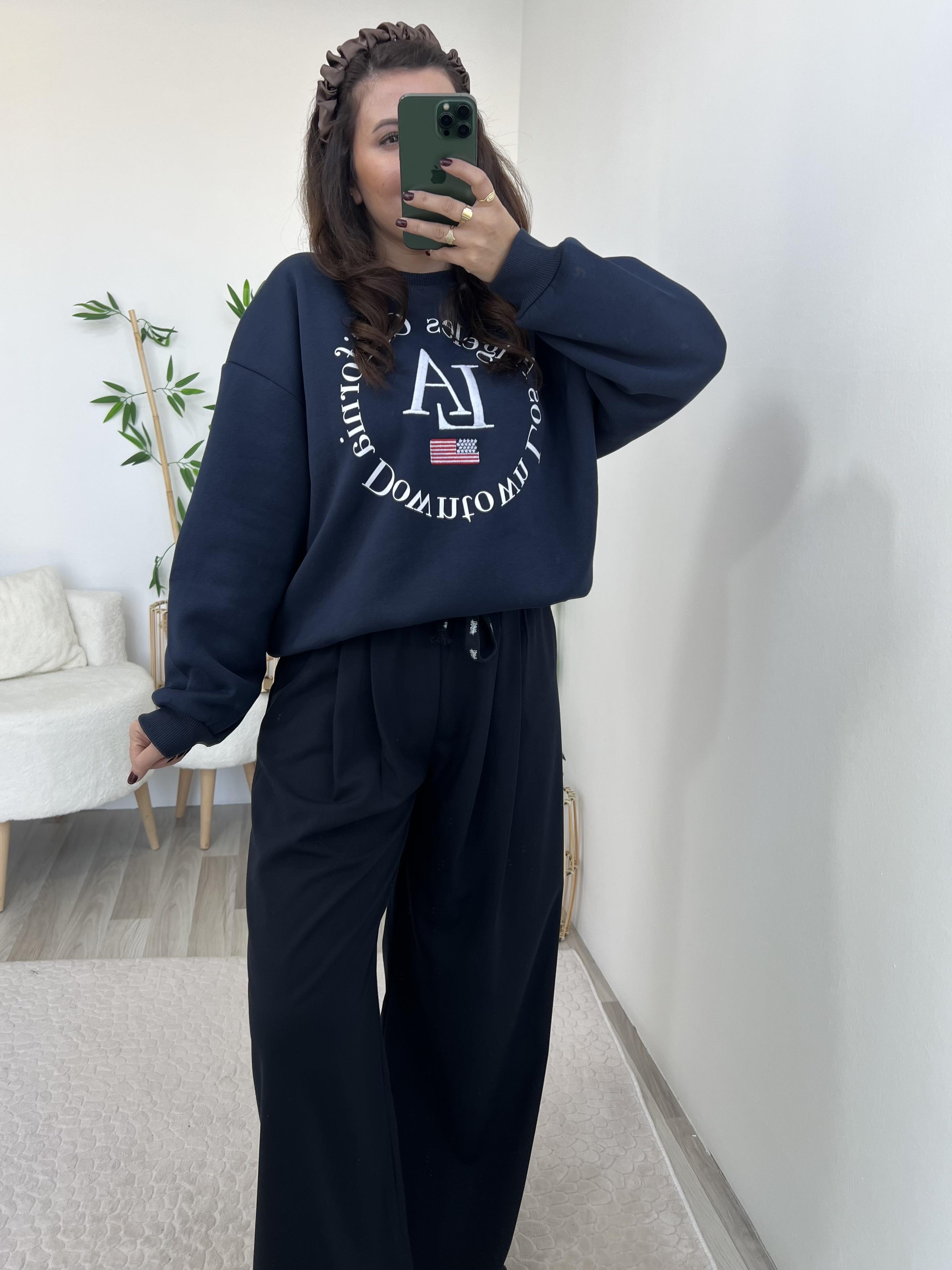 Baskı Detaylı Sweatshirt Lacivert