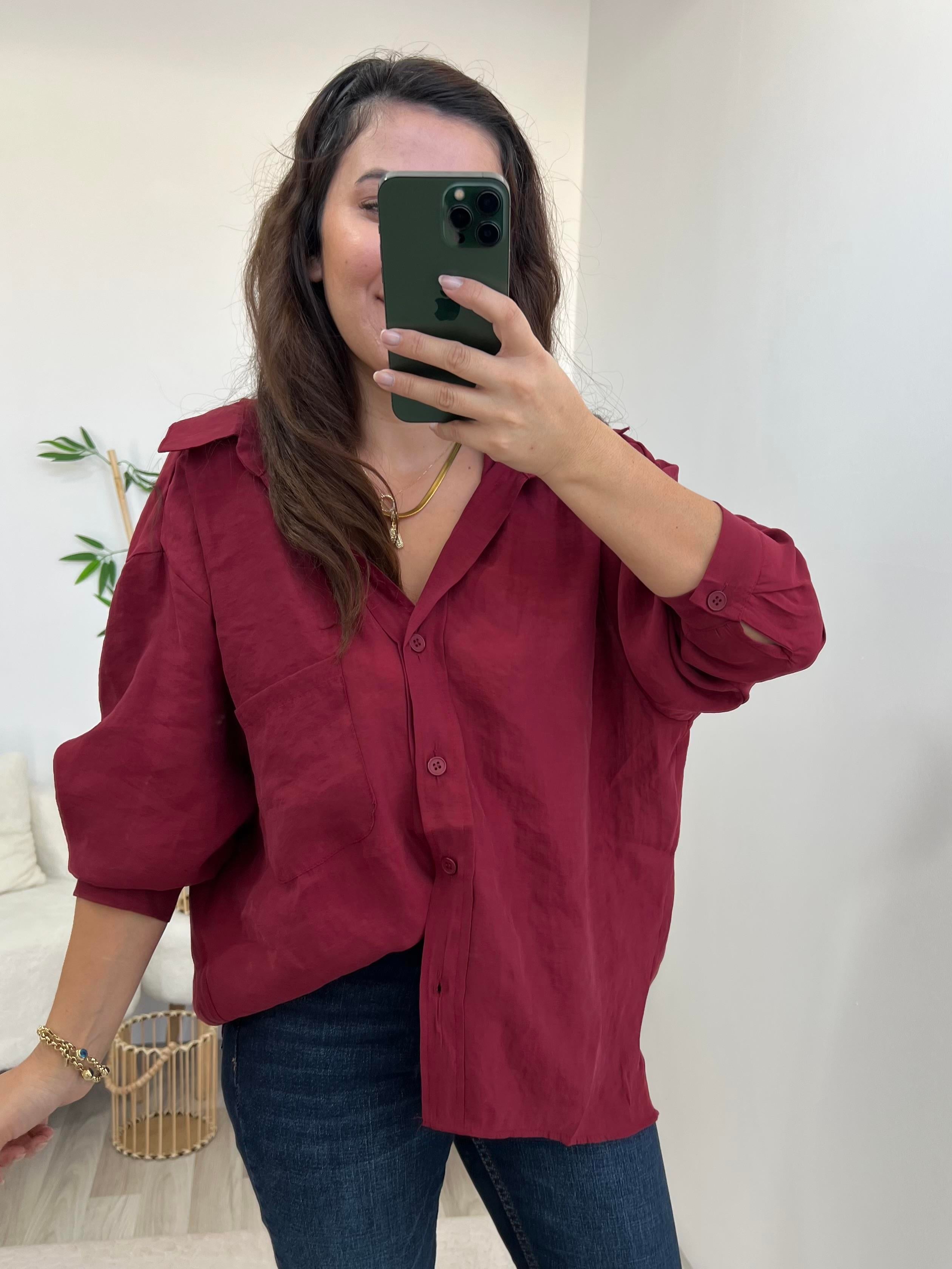 Bordo Geniş Kesim  Salaş Gömlek