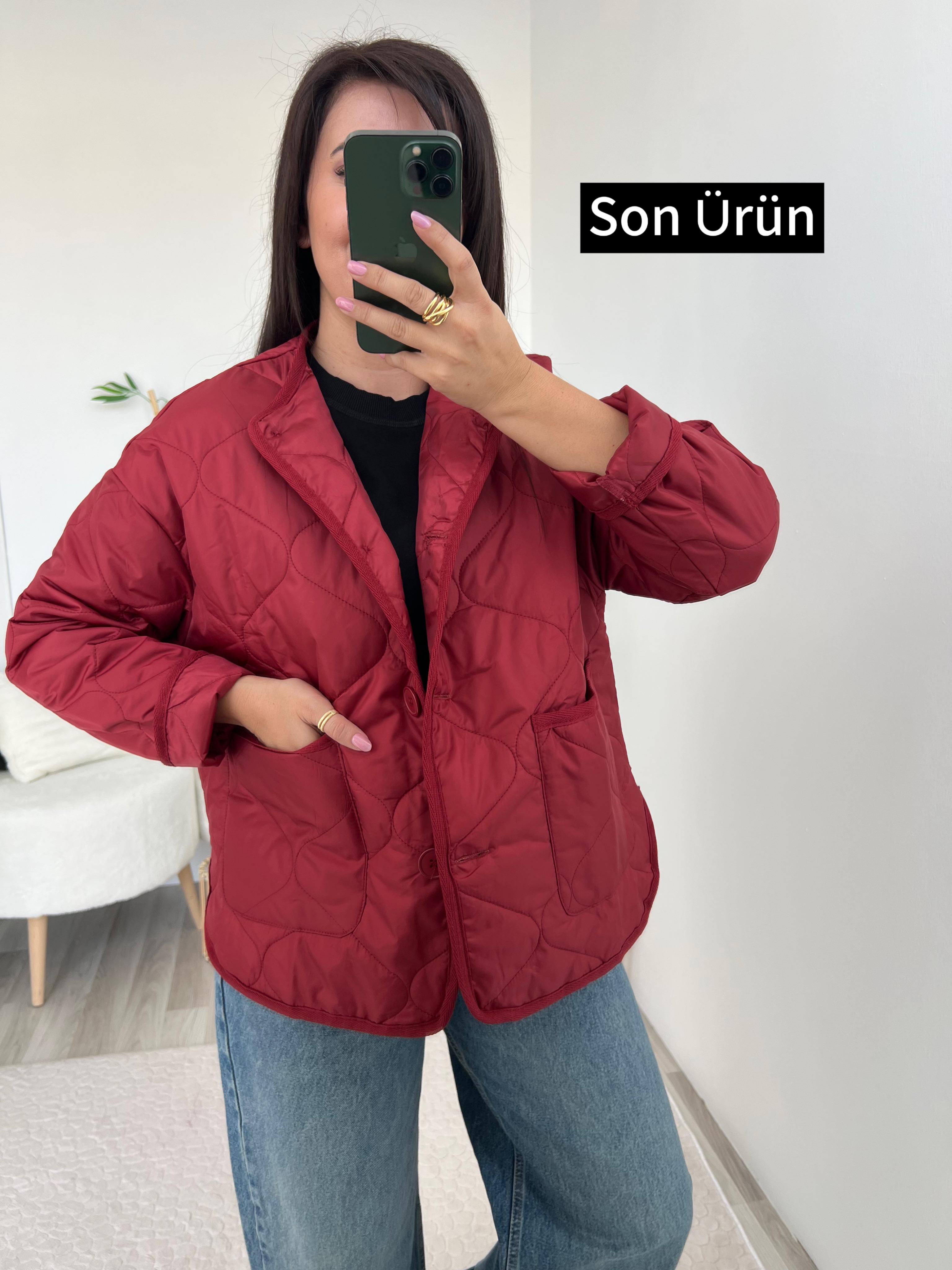 Bordo Kapitone Ceket 
