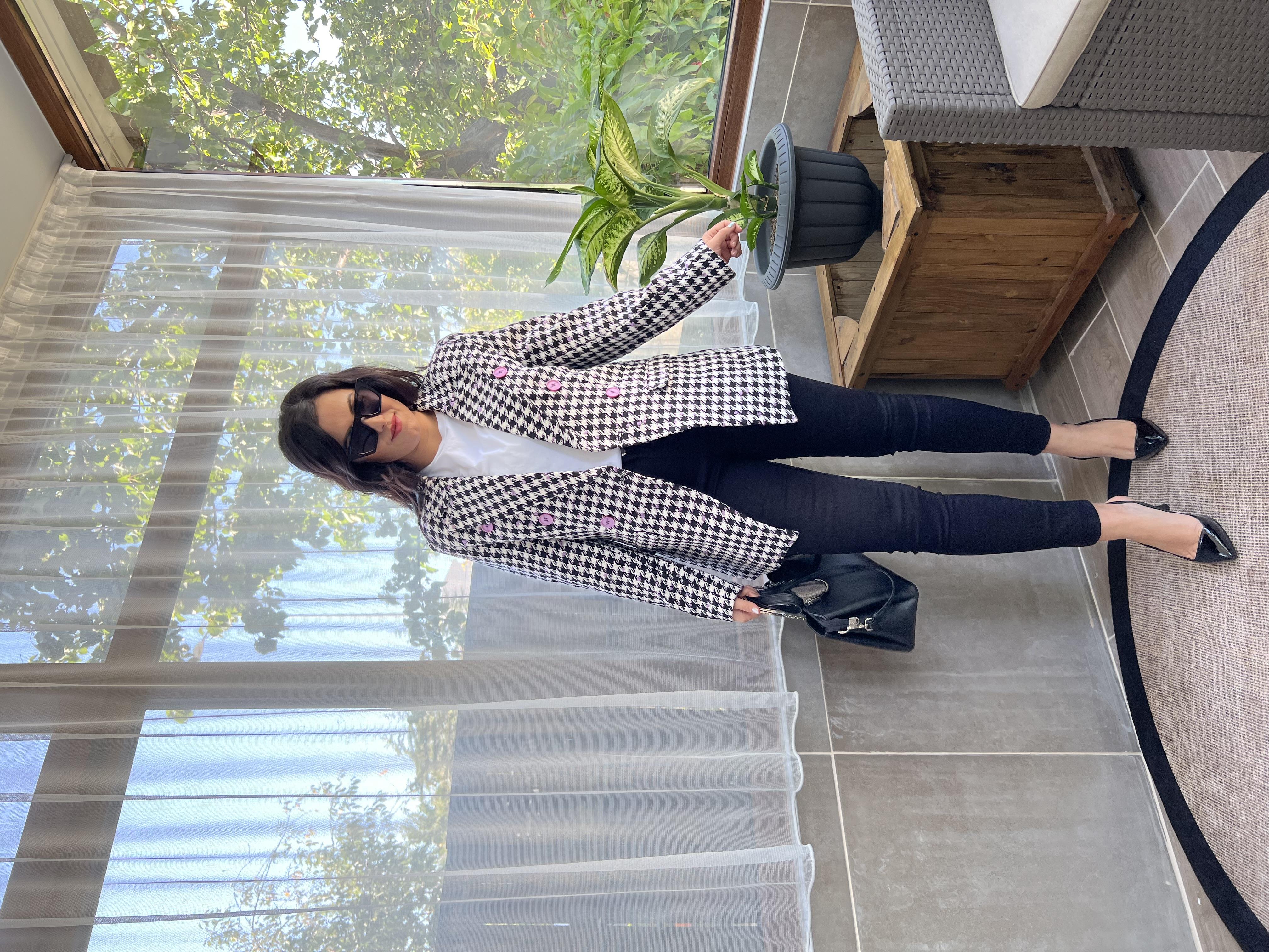 Desenli Şalen Blazer Ceket