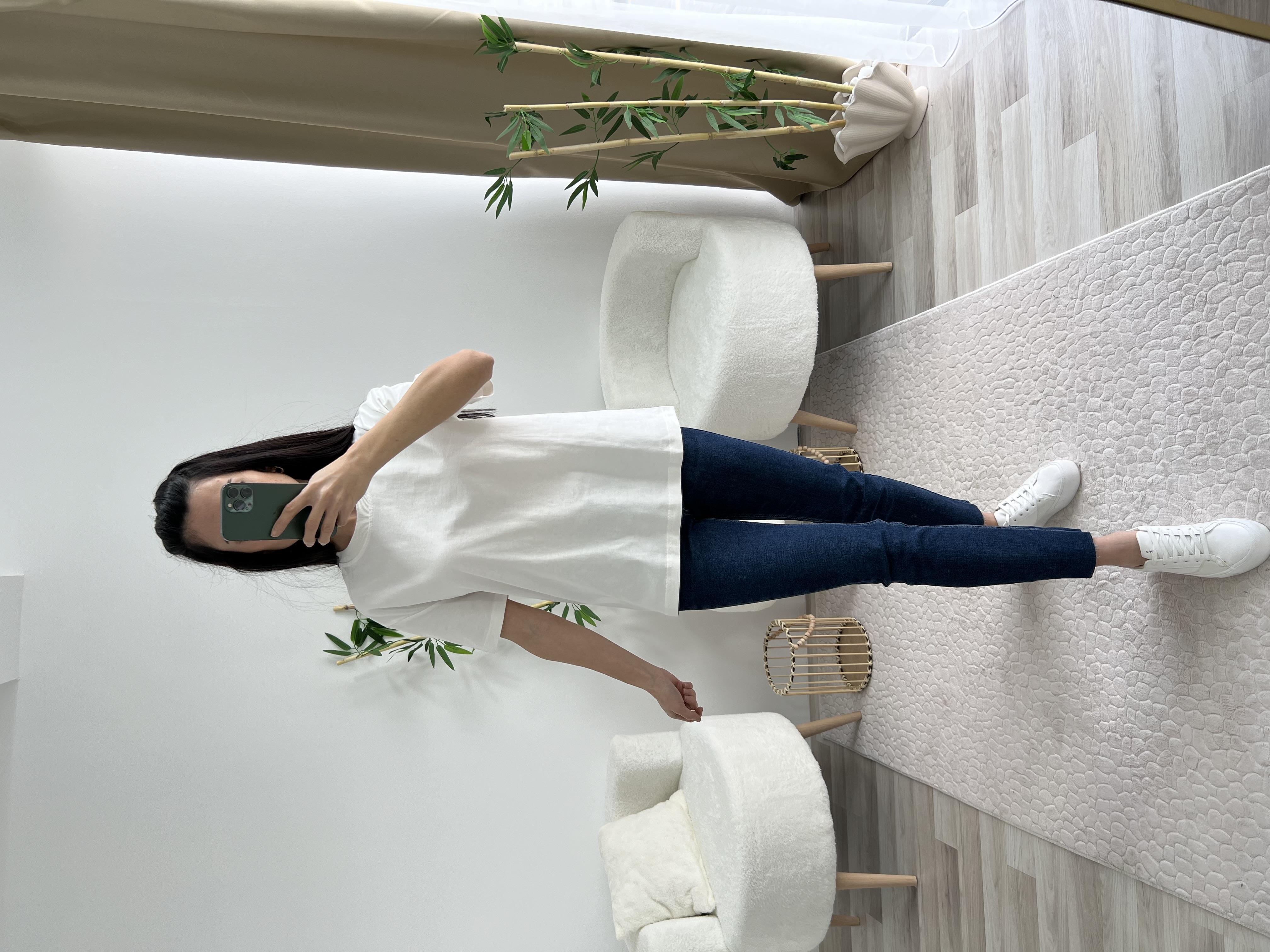 Dilvin Ekru Dekoratif Yaka Tişört 