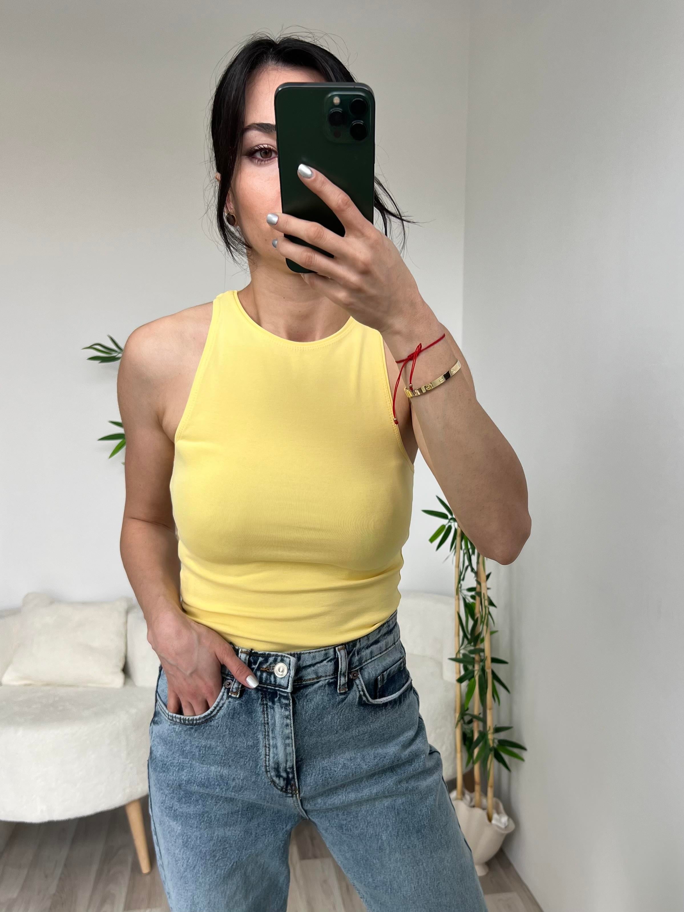 Dilvin Sarı Halter Yaka Atlet Badi