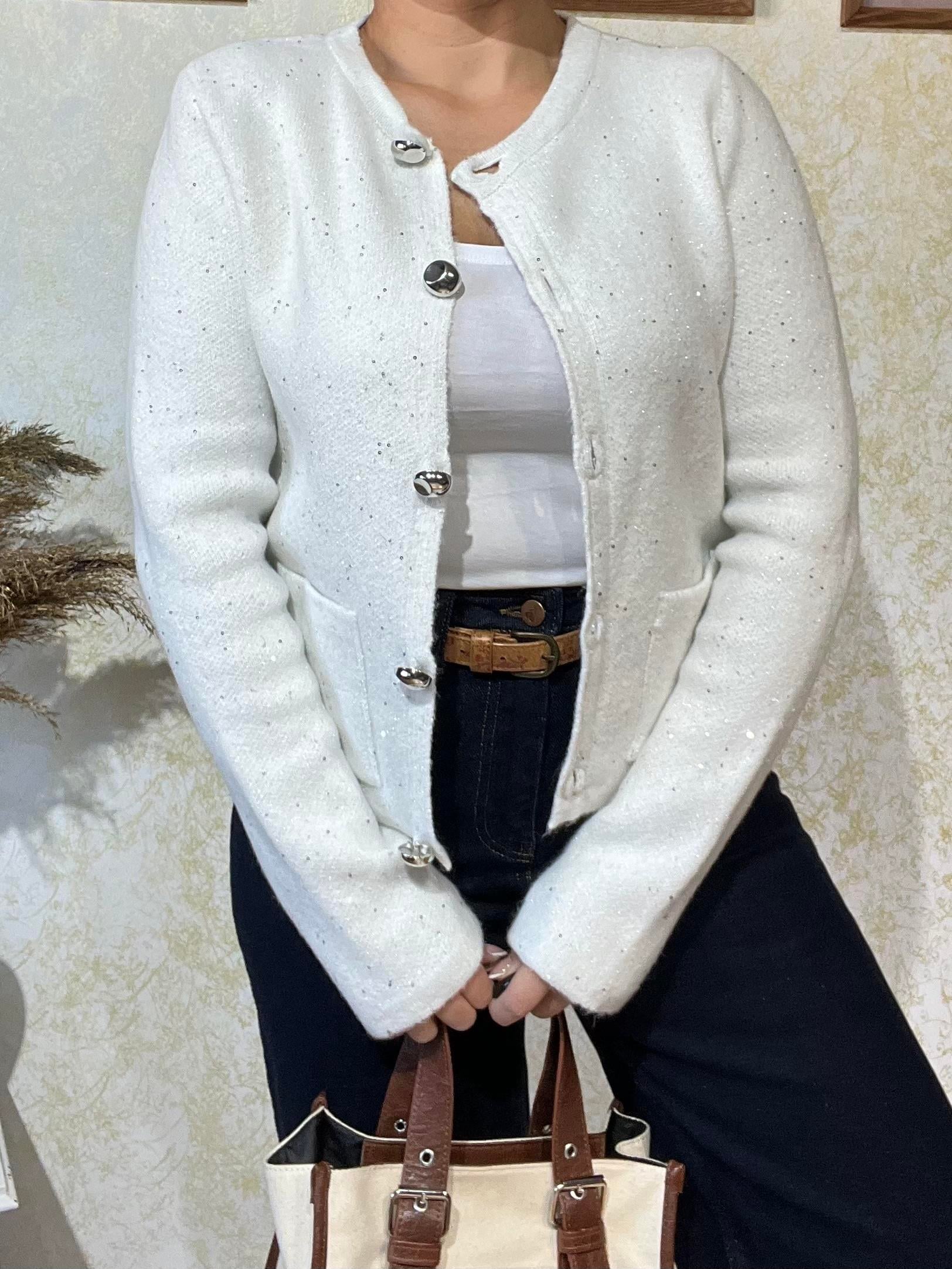 Ekru Dilvin Sim Geçişli Ceket Hırka