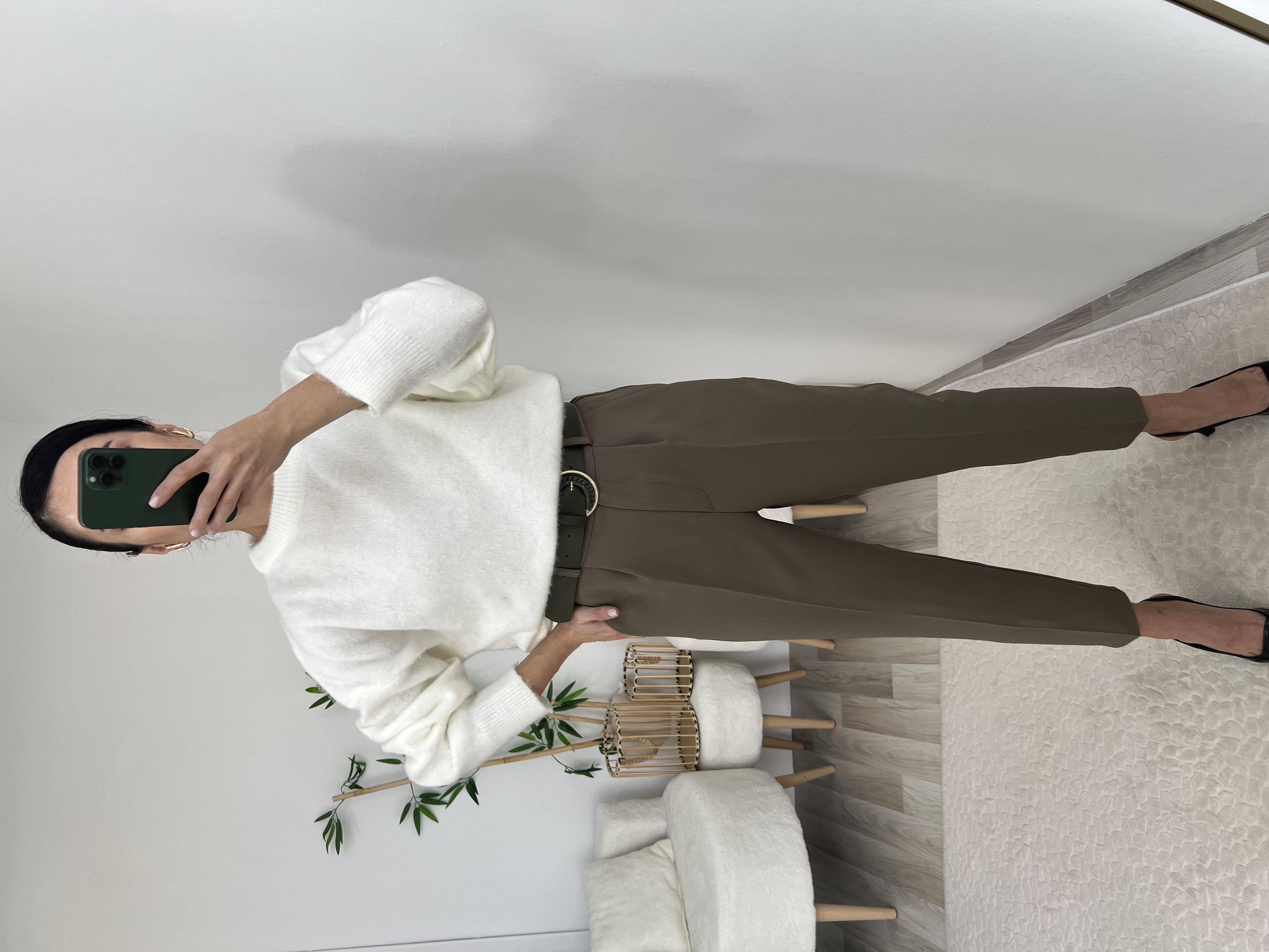 HAKİ KEMERLİ ATLAS PANTOLON