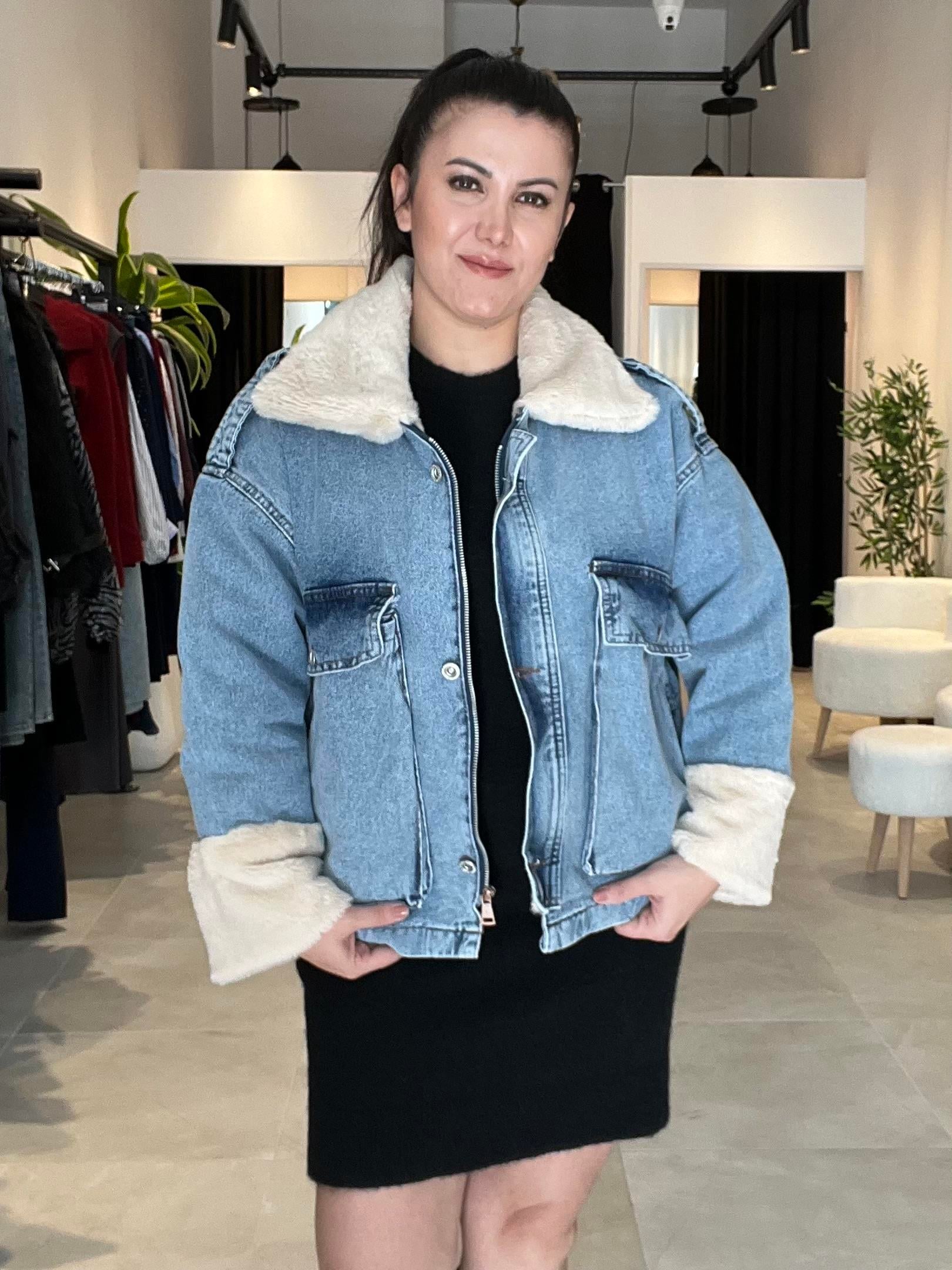 Jean , İçi Peluş Kürk Astarlı, Mont