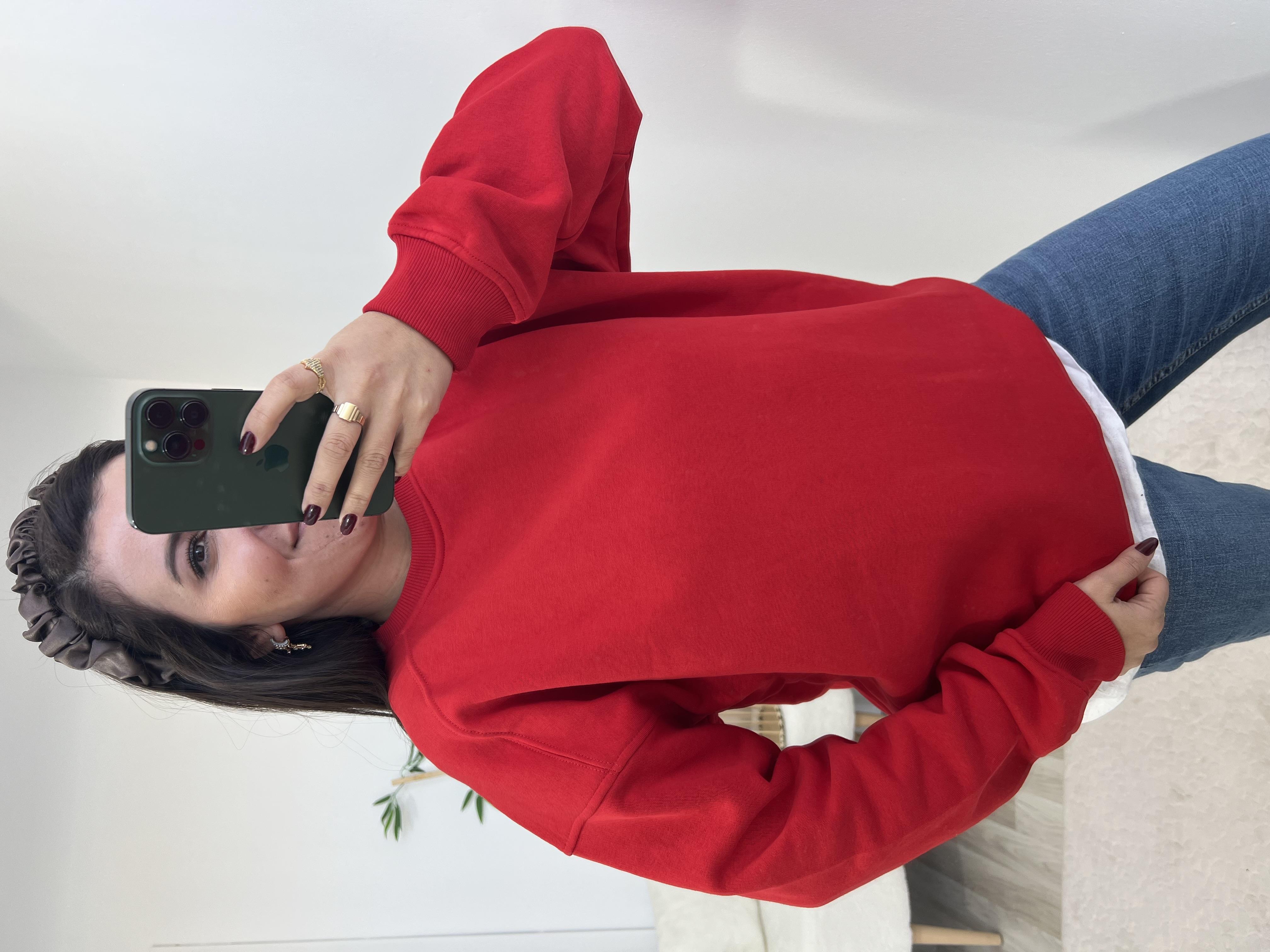 Kırmızı Basic Sweatshirt