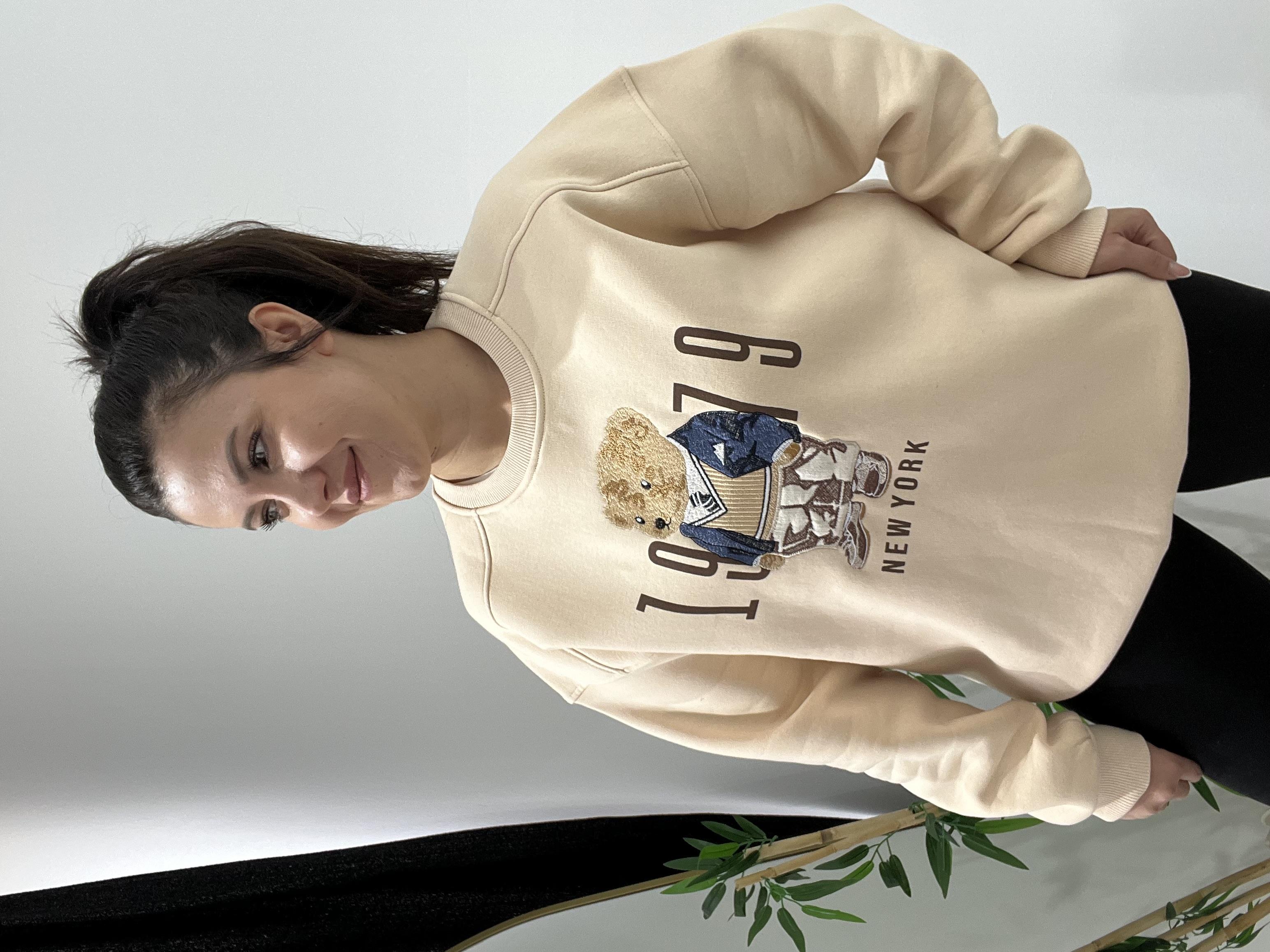 Krem Tedy Baskılı Şardonlu Sweat