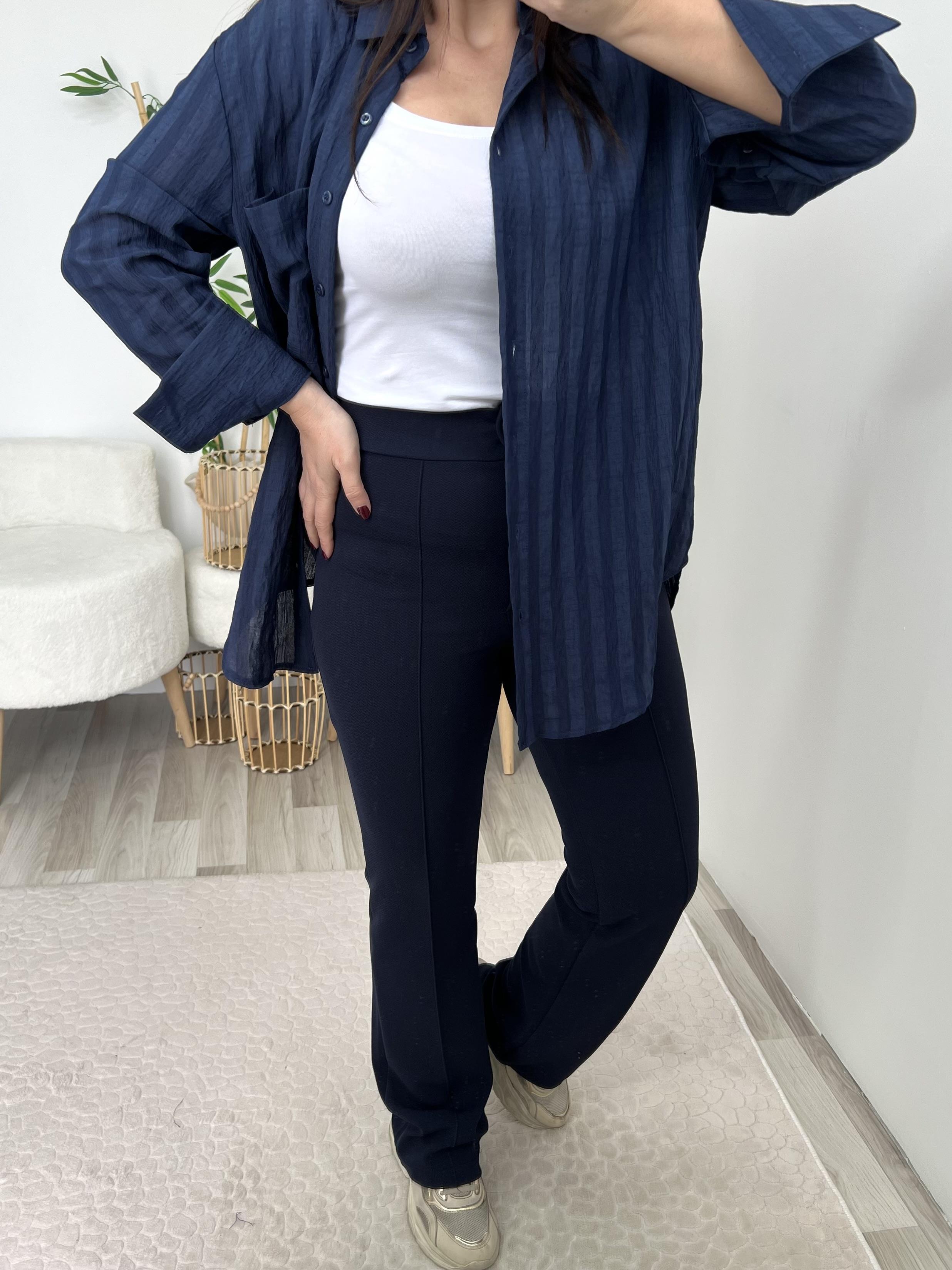 Lacivert Biyeli Vera Palazzo Pantolon