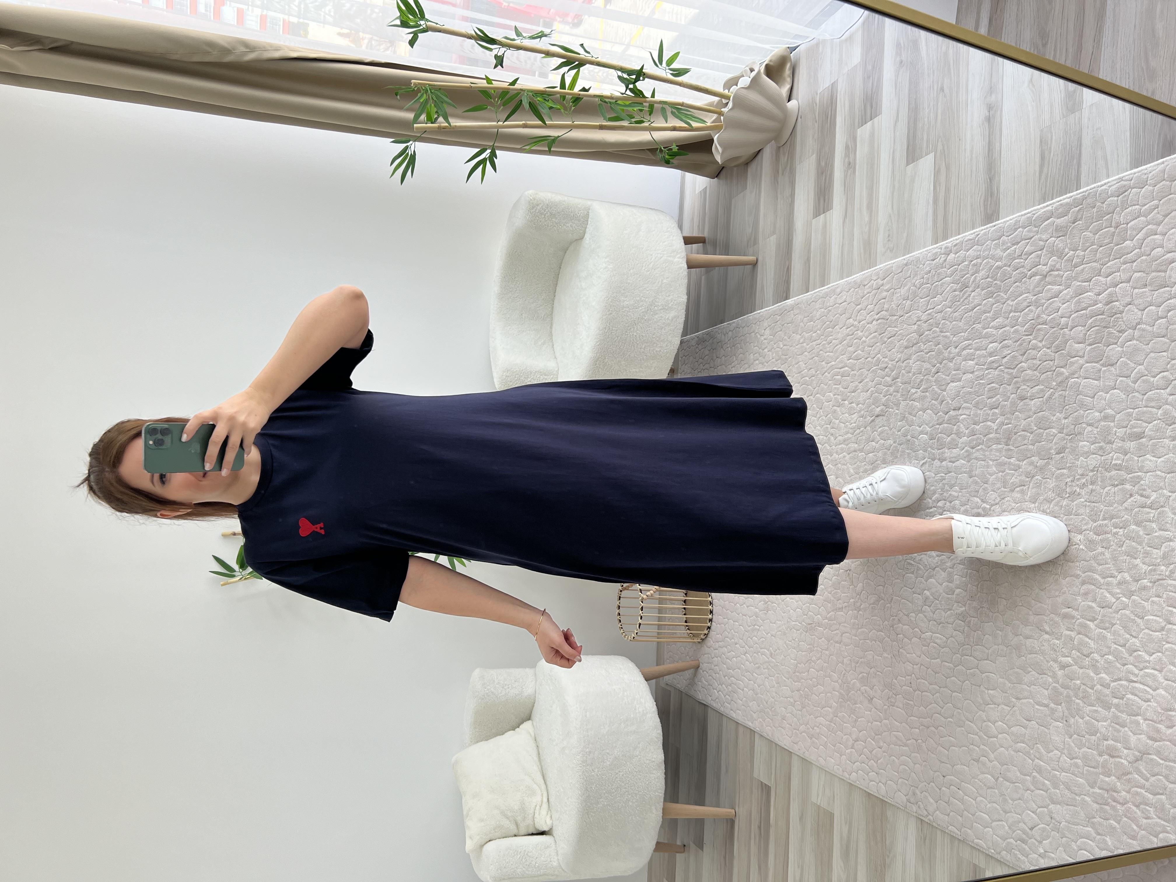 LACİVERT SIFIR YAKA ELBİSE