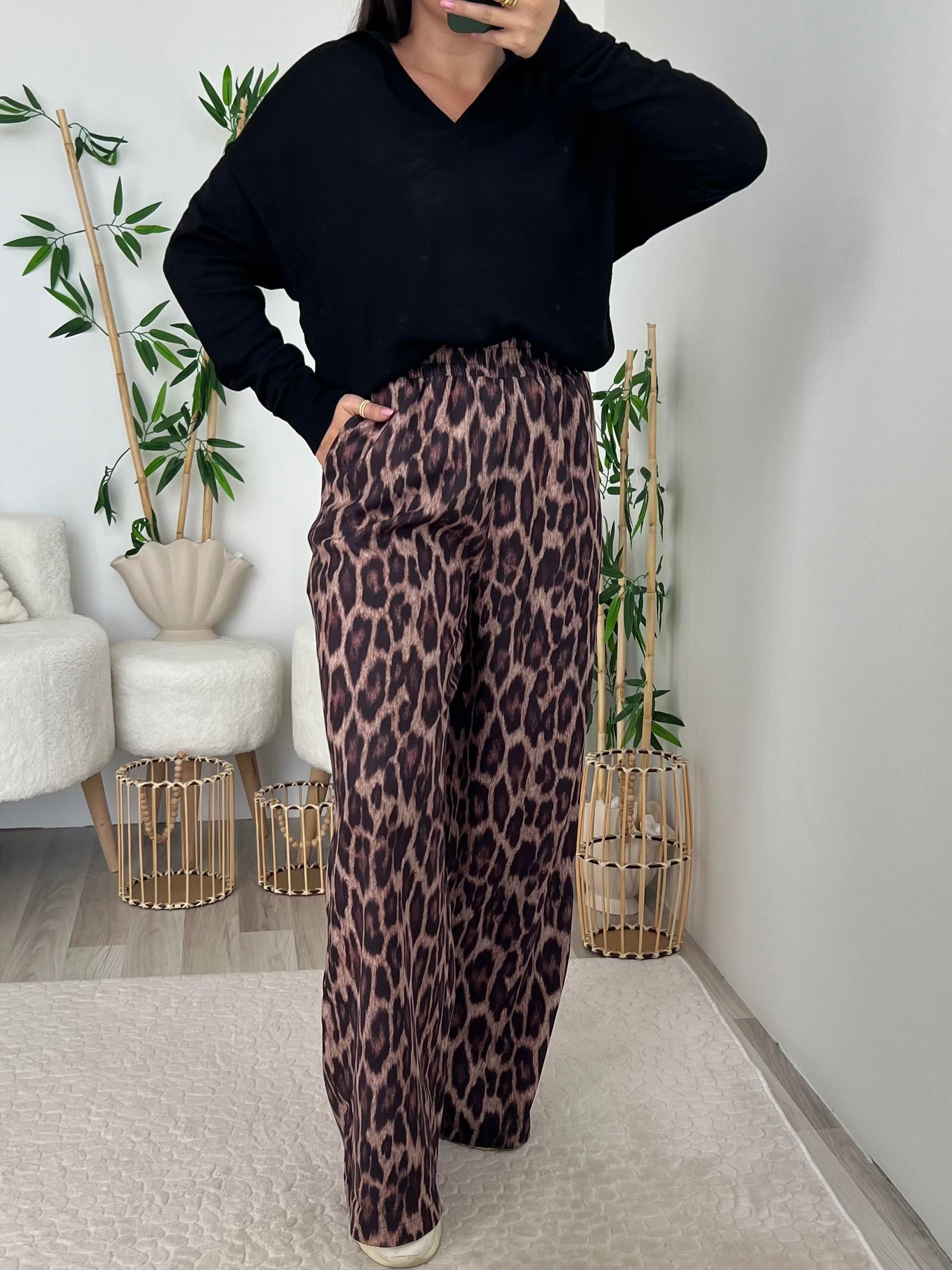 Leopar Desenli Palazzo Pantolon 