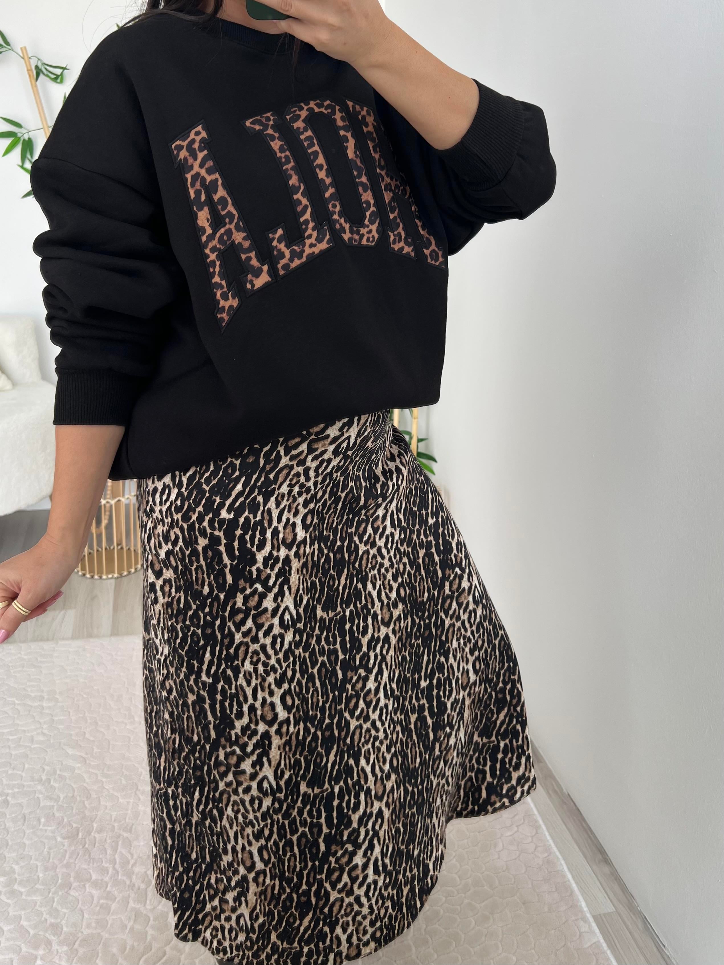 LEOPAR DESENLİ SATEN ETEK 