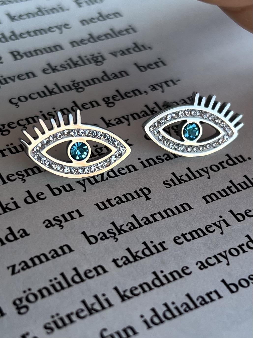 Minimal Göz Silver Çelik Küpe