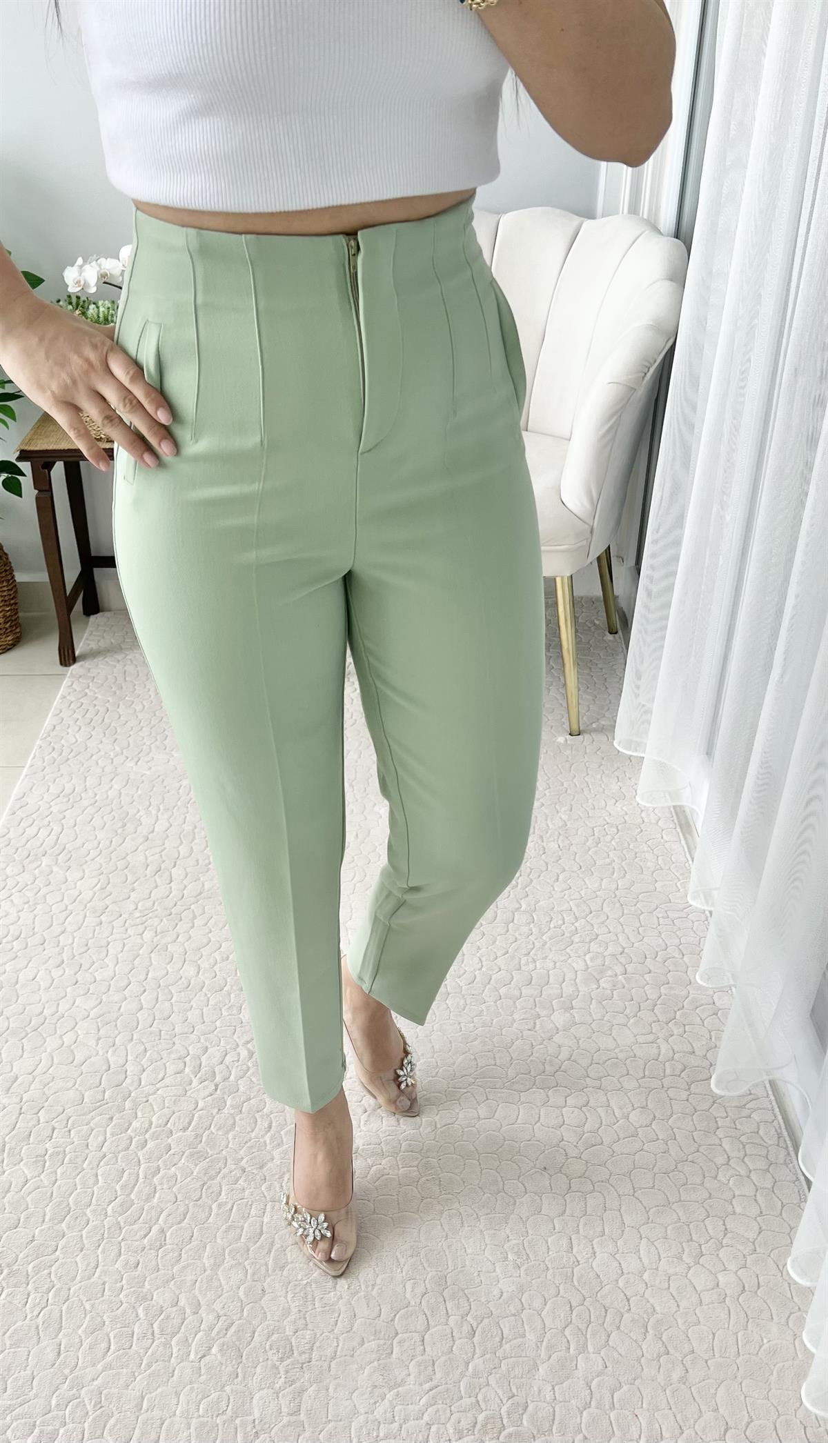 Mint Yeşili Kumaş Pantolon 