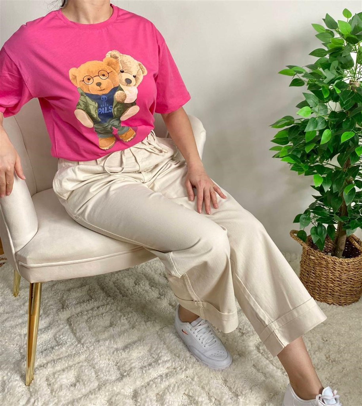Pembe Kadın Tedyy Tişört