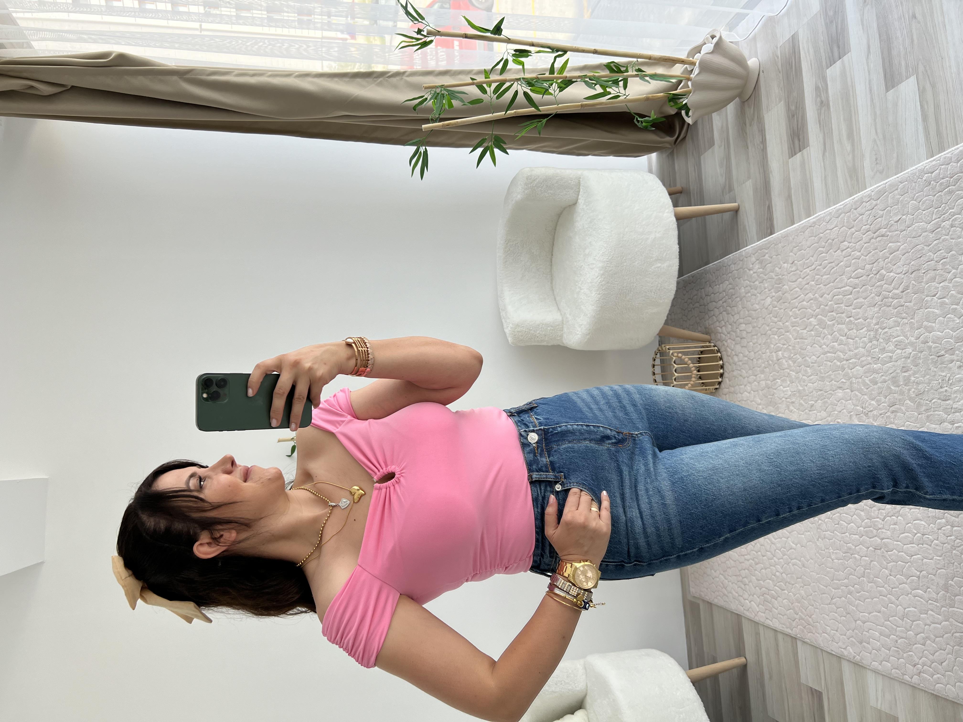 PEMBE MADONNA YAKA BLUZ