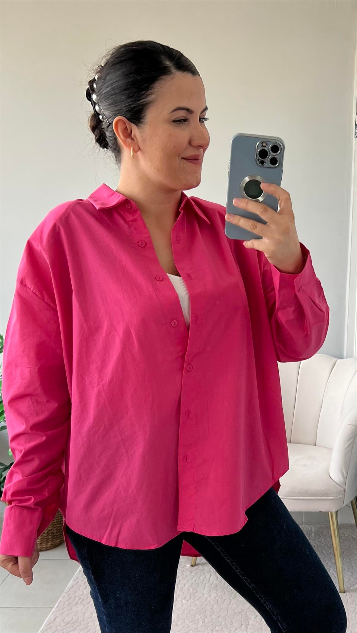 Pembe Vatkalı Gömlek