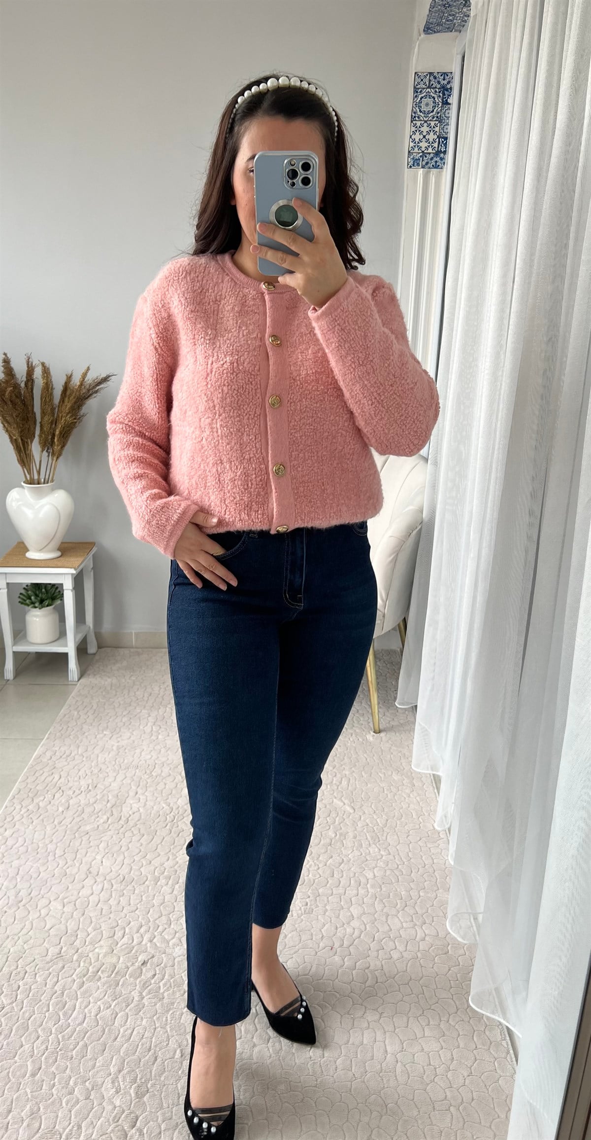 PUDRA METAL GOLD DÜĞME DETAYLI TEDDY HIRKA