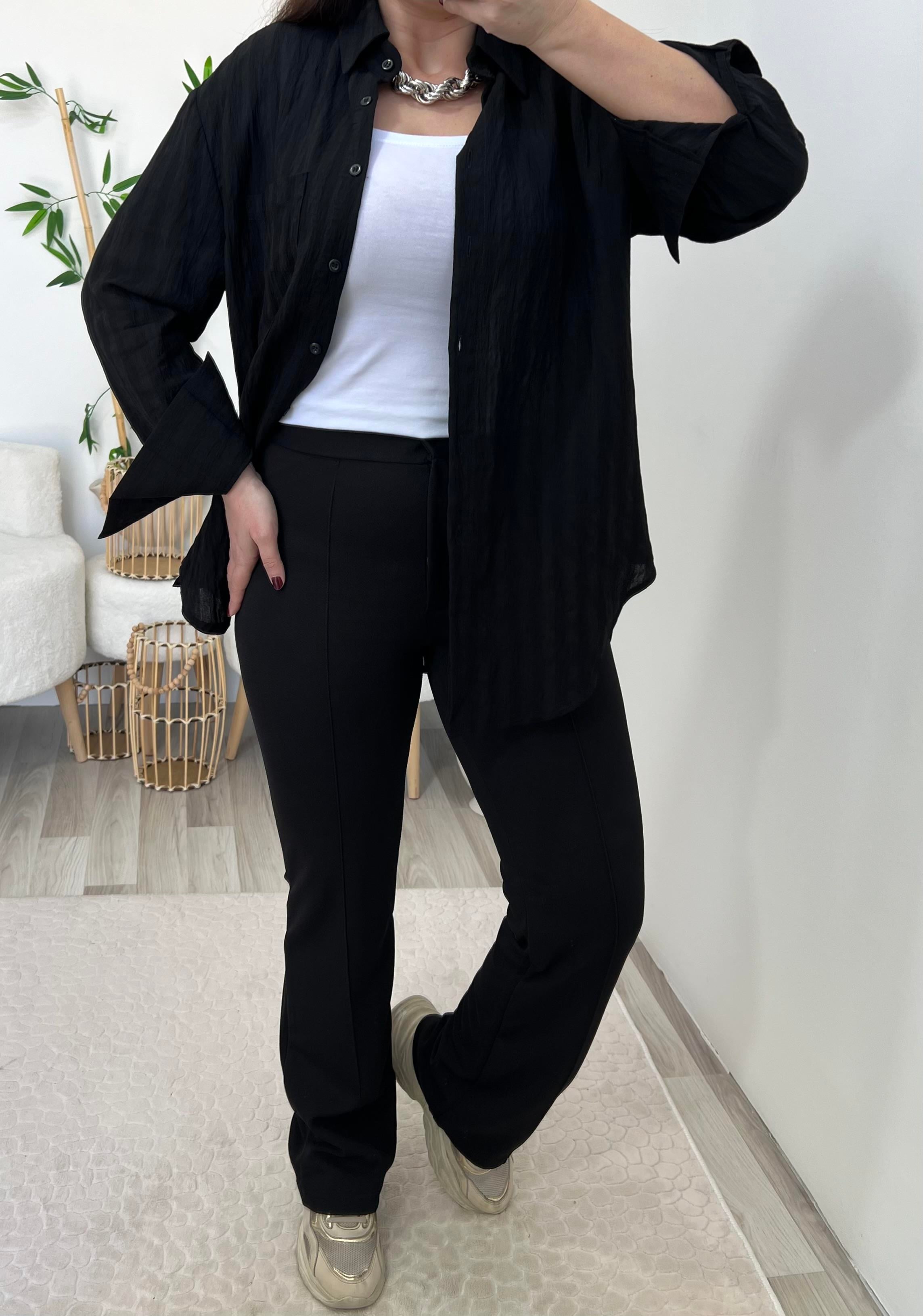 Siyah Biyeli Vera Palazzo Pantolon