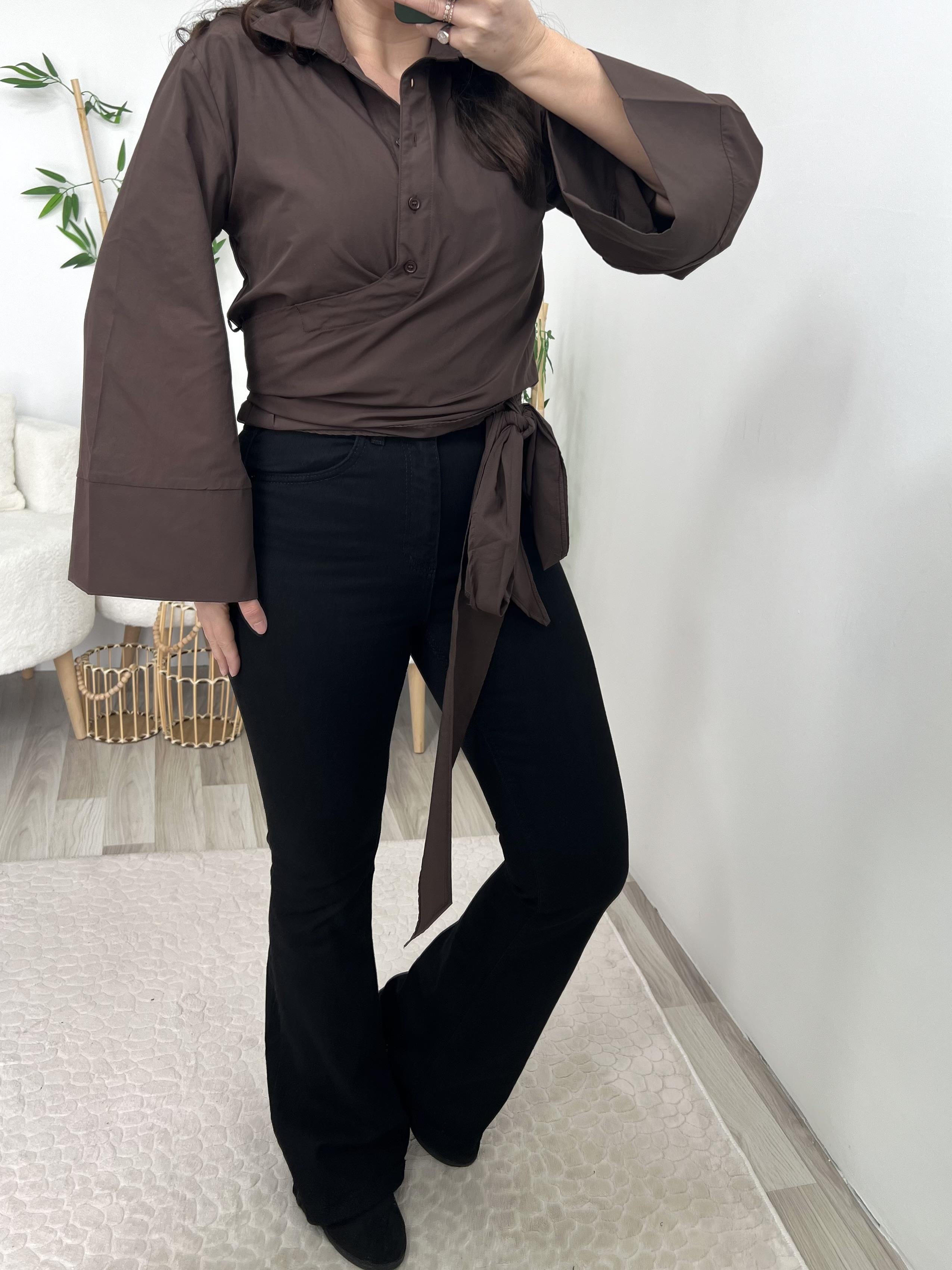 Siyah İspanyol Paça Jean Pantolon