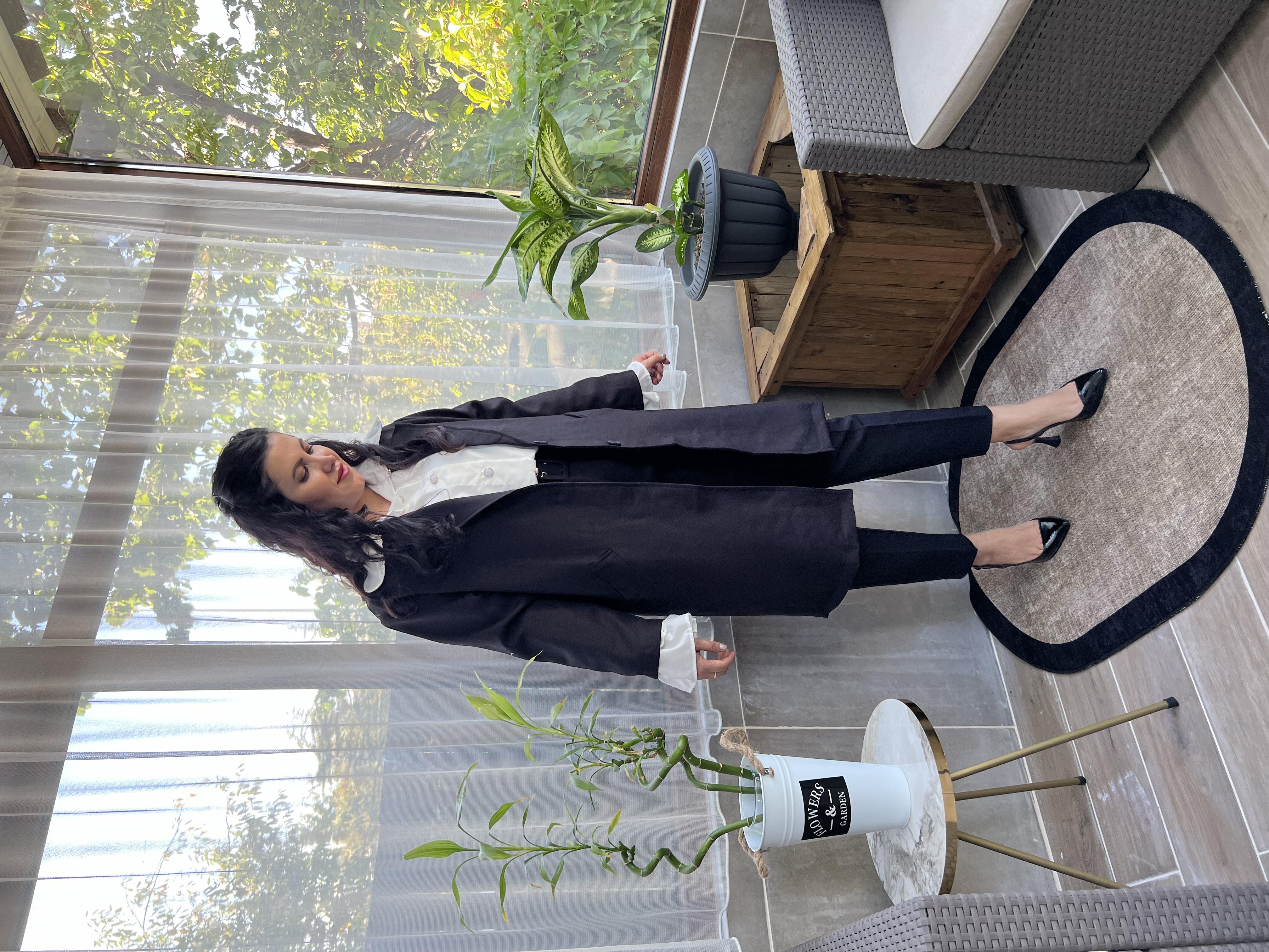 Siyah Oversıze İnce Ceket 