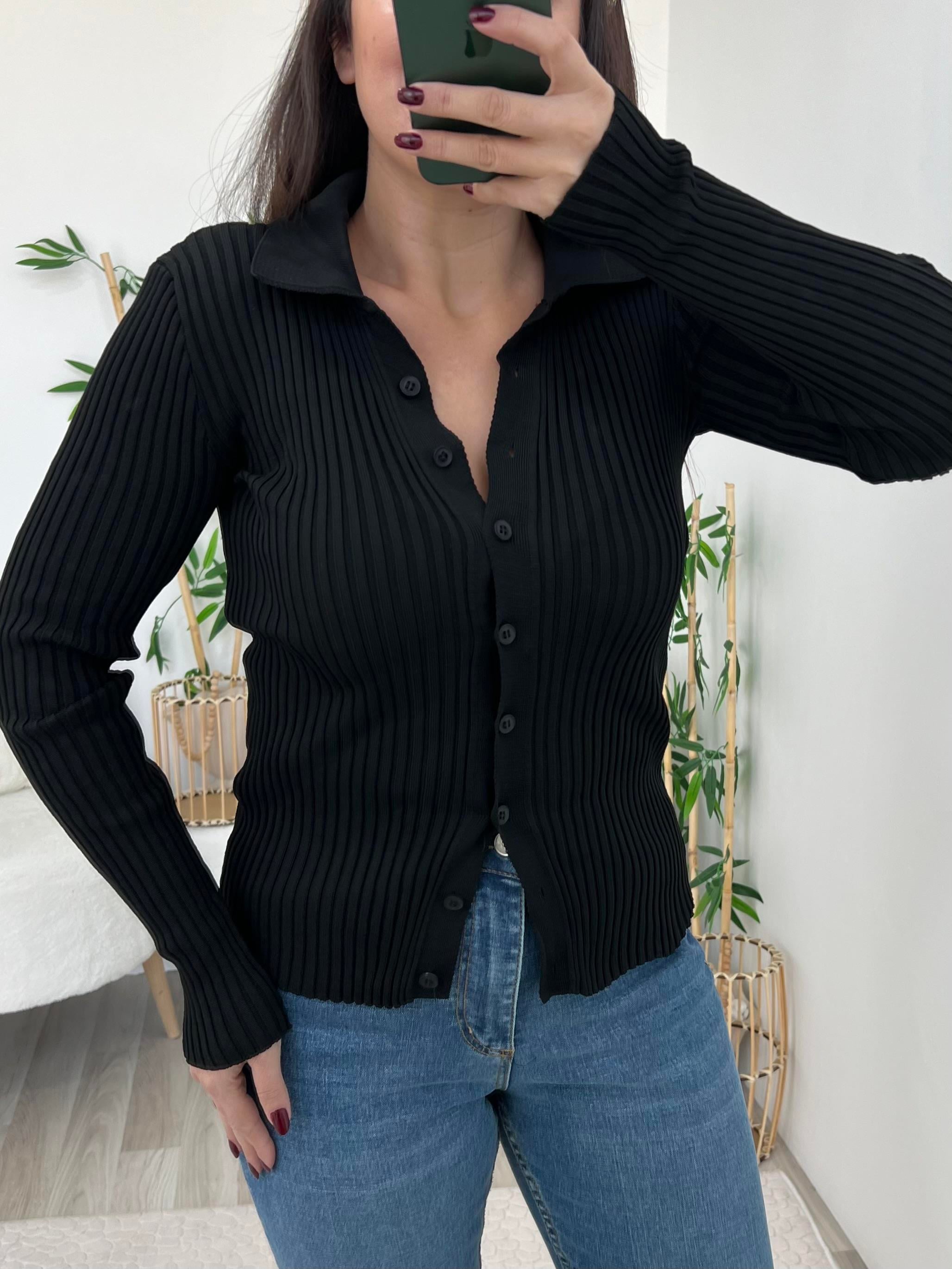 Siyah Polo Yaka Hırka