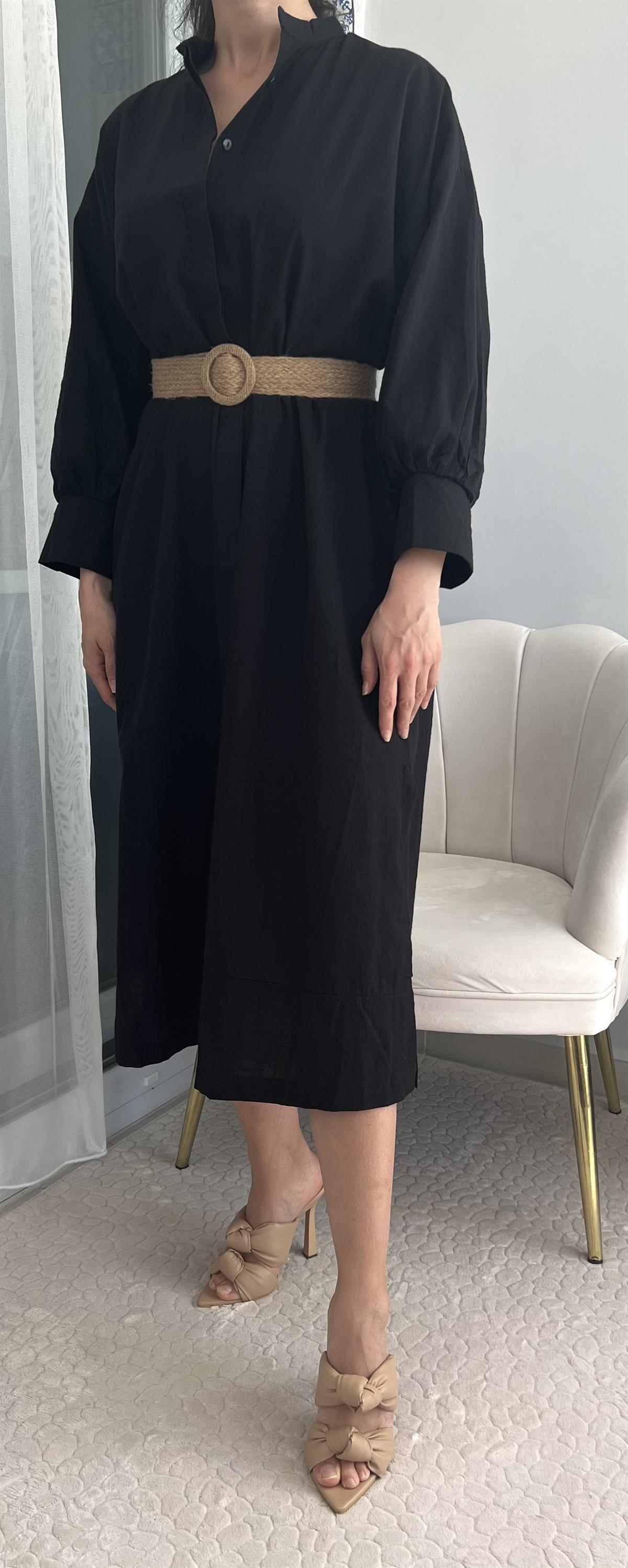 SİYAH SALAŞ GÖMLEK ELBİSE 