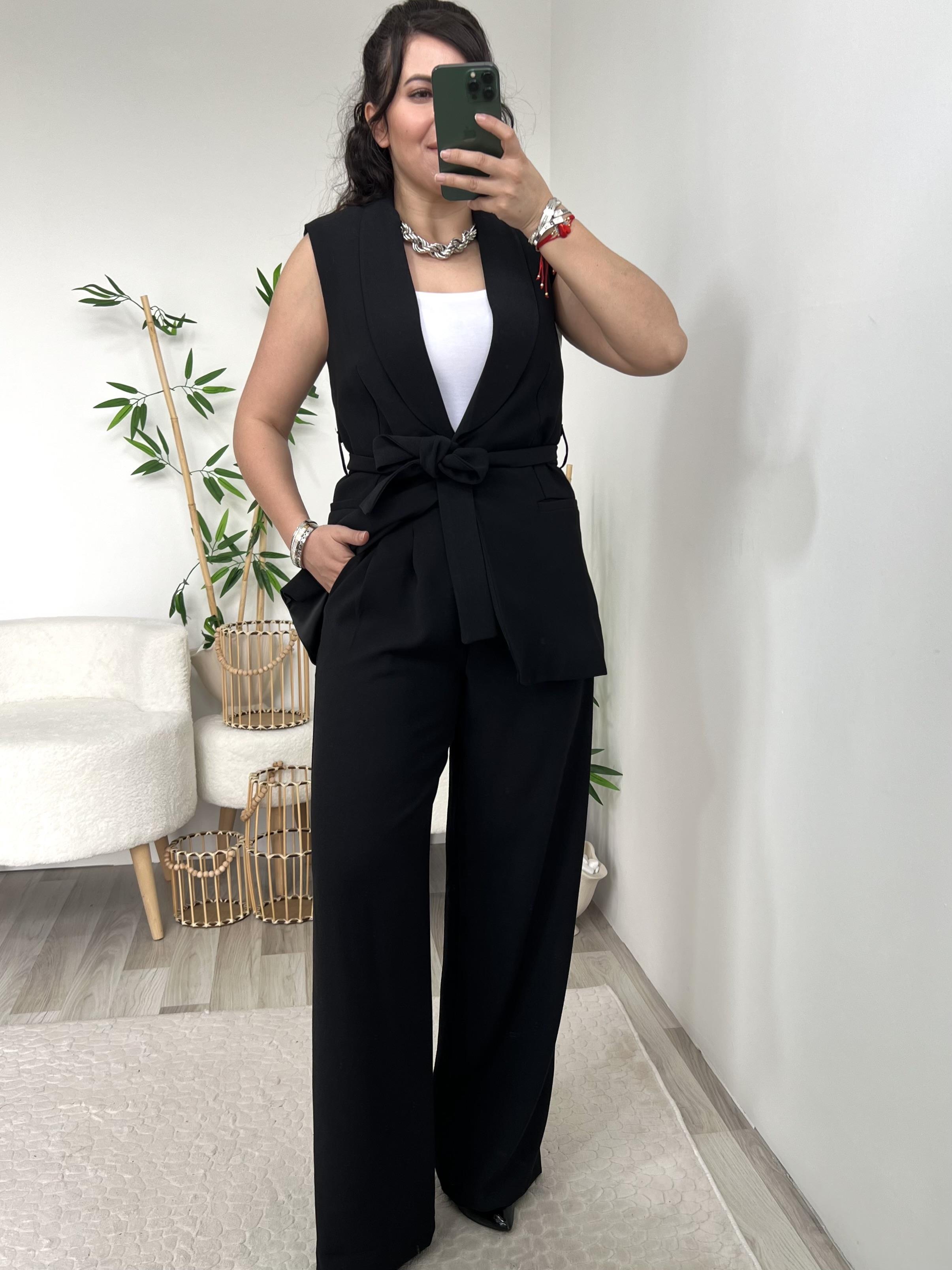 Siyah Yelek Pantolon İkili Premium Takım