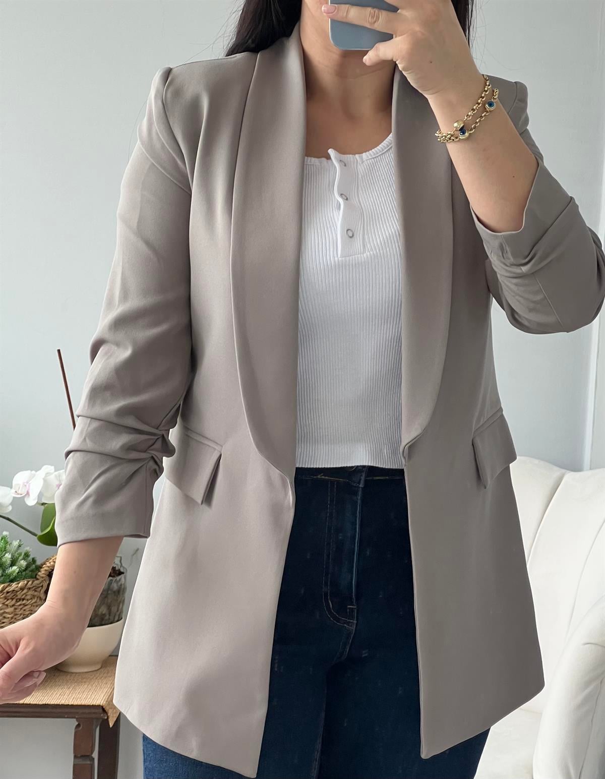 Vizon Rengi Blazer Ceket 