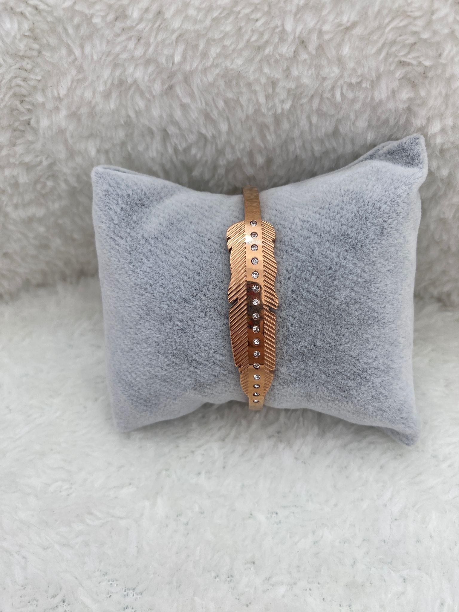 YAPRAK DESENLİ ROSE GOLD ÇELİK BİLEKLİK