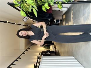 Antrasit Kruvaze Yaka Toka Detaylı Pantolon Takım