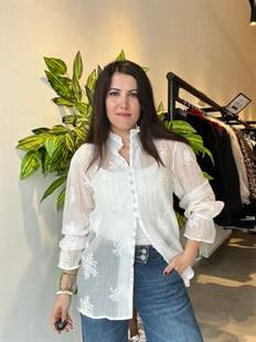 Ekru Hakim Yaka Rosa Gömlek