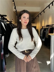 Krem Gold Sim Geçişli Triko